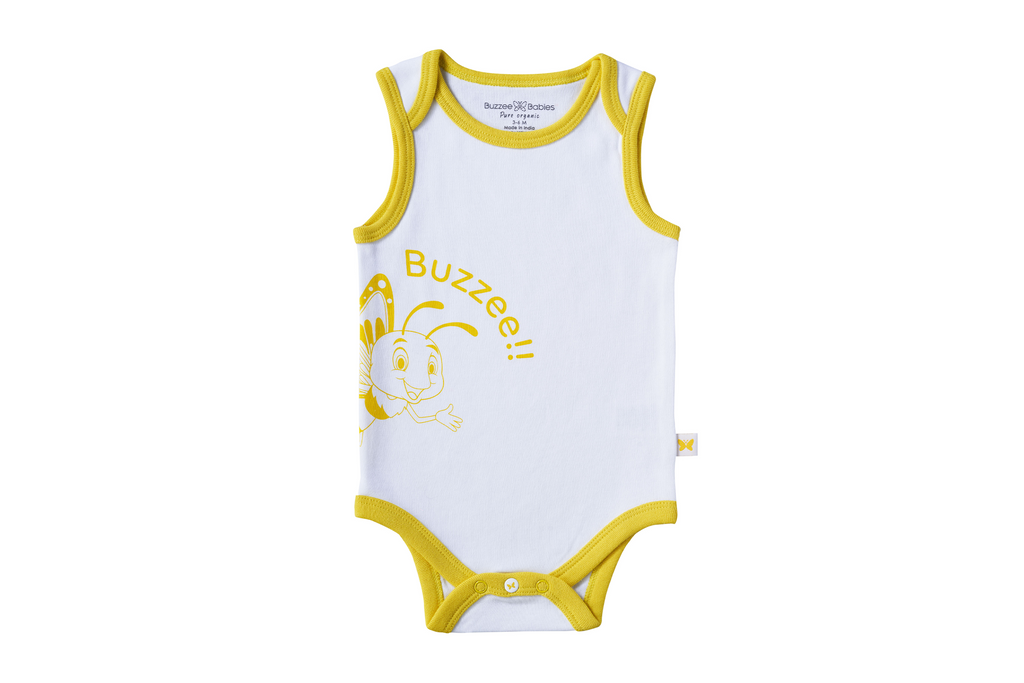 Sleeveless Bodysuit - Blazing Yellow, Buzzee Babies, Newborn baby clothes, Baby dress, infant dress