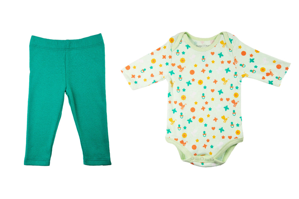 Bodysuit - Green AshMint Leaf3,Bodysuit for Newborns,romper for Newborns,Jumpsuit,Newborn baby Clothes,Buzzee babies