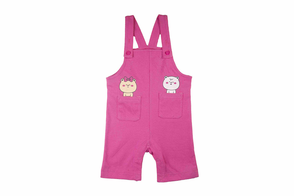Dungaree-WhiteShockingPink2,Dungarees for Newborns,Newborn baby clothes,Buzzee Babies
