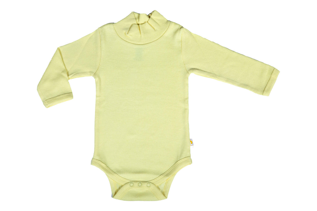 HighNeckBodySuit-LemonYellow,Romper for Newborns,Bodysuit for Newborns,Newborn baby clothes,Buzzeebabies,Baby Dress