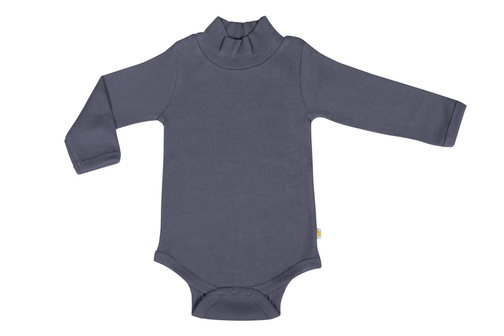 HighNeckBodySuit-SteelGrey,Romper for Newborns,Bodysuit for Newborns,Newborn baby clothes,Buzzeebabies,Baby Dress