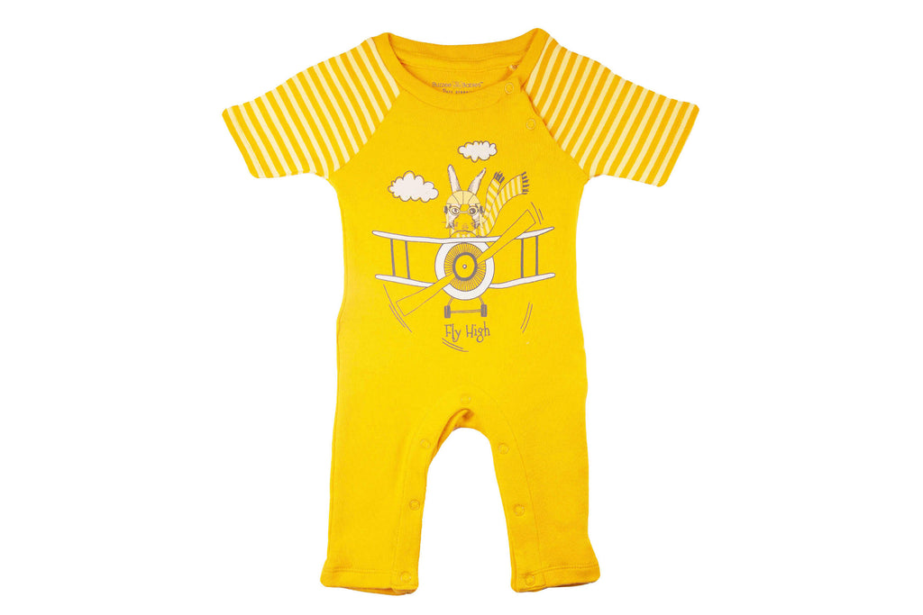 Playsuit-TurmericYellow1, Newborn Baby clothes, Playsuit for Newborns, Playsuit for Babies, Buzzee babies, Baby dress