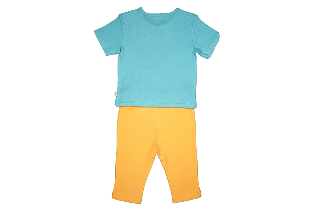 PyjamaSet-AquaWarmApricot2,Newborn Baby clothes, pyjama set for Newborns, pyjama set for Babies, Buzzee babies, Baby dress