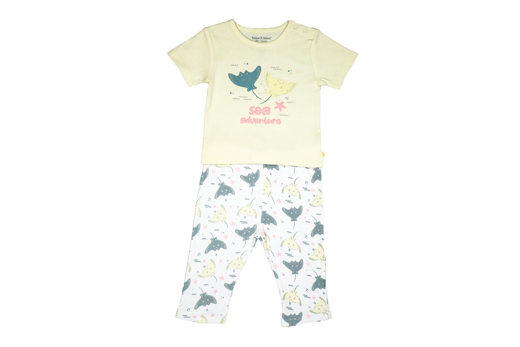 PyjamaSet-Green-EssenceWhiteAop1,Newborn Baby clothes, pyjama  set for Babies,Pyjama set for Newborns, Buzzee babies, Baby dress