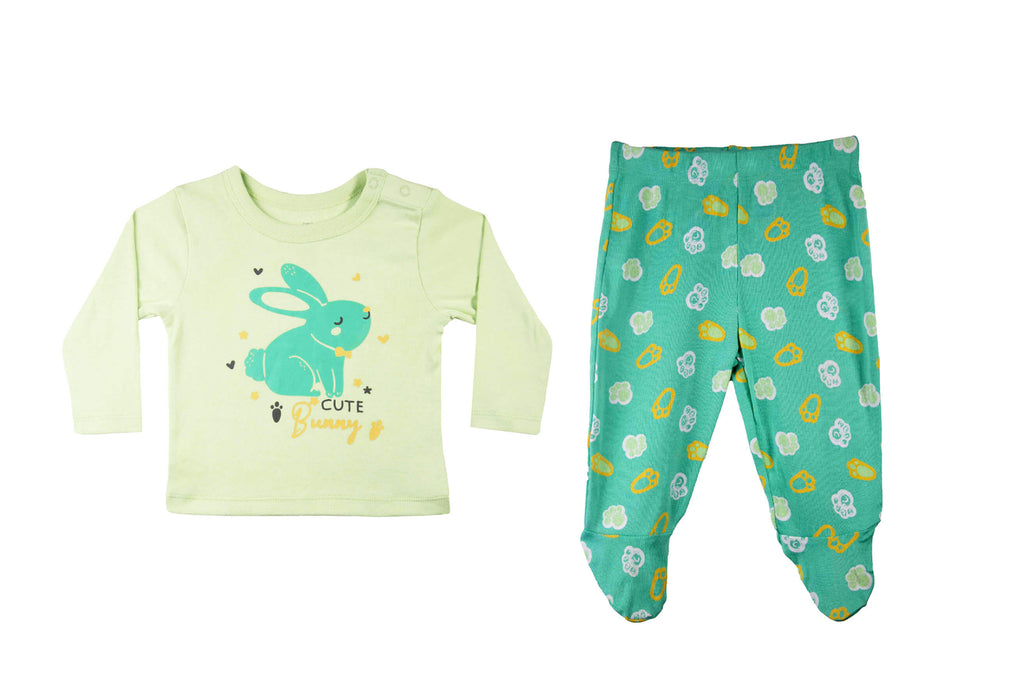 PyjamaSet-GreenAshMintLeaf2,Newborn Baby clothes, pyjama  set for Babies,Pyjama set for Newborns, Buzzee babies, Baby dress