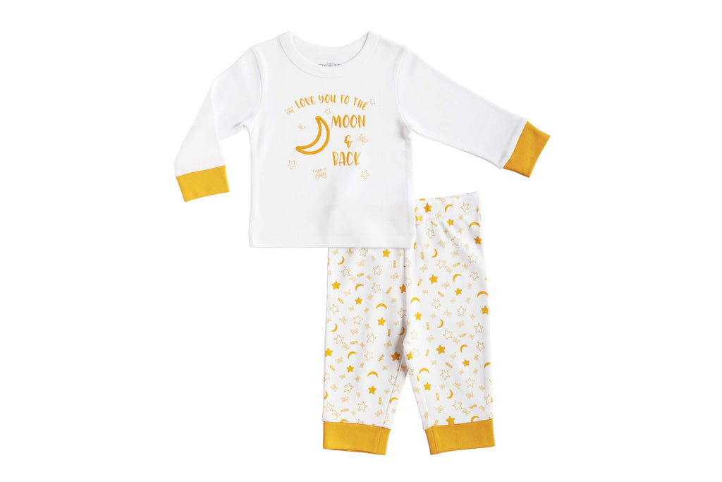 PyjamaSet-WhiteTop_amp_AOPBottom1,Newborn Baby clothes, pyjama  set for Babies,Pyjama set for Newborns, Buzzee babies, Baby dress