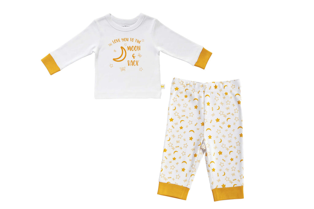 PyjamaSet-WhiteTop_amp_AOPBottom2,Newborn Baby clothes, pyjama  set for Babies,Pyjama set for Newborns, Buzzee babies, Baby dress