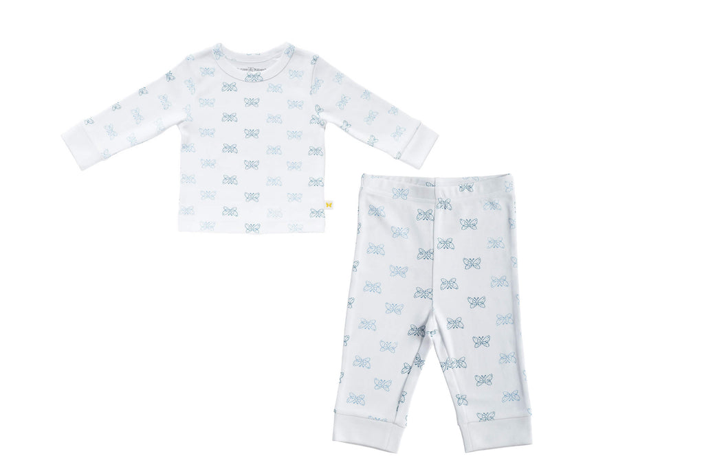 PyjamaSet-WhitewithBluePrint2,Newborn Baby clothes, pyjama  set for Babies,Pyjama set for Newborns, Buzzee babies, Baby dress