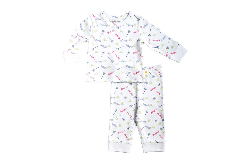 PyjamaSet-WhitewithMagicPrint1,Newborn Baby clothes, pyjama  set for Babies,Pyjama set for Newborns, Buzzee babies, Baby dress