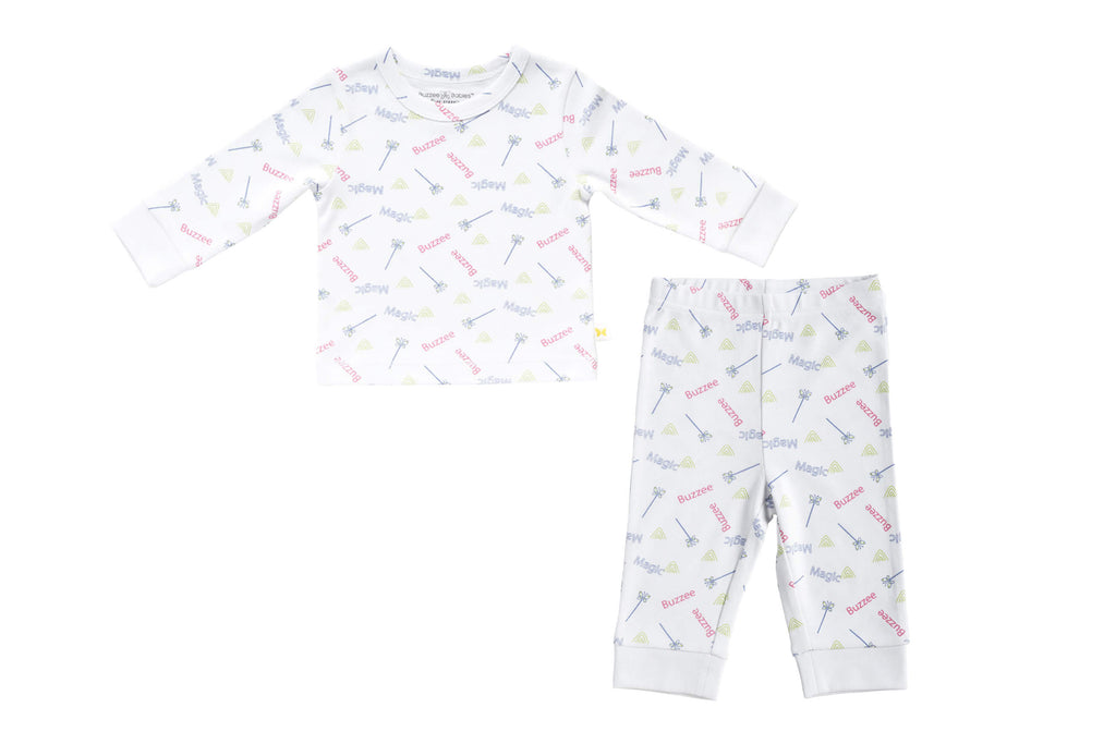 PyjamaSet-WhitewithMagicPrint2,Newborn Baby clothes, pyjama  set for Babies,Pyjama set for Newborns, Buzzee babies, Baby dress