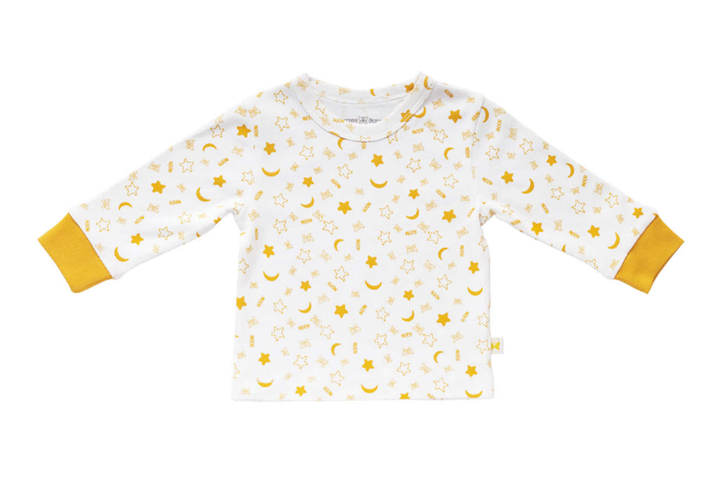 PyjamaSet-WhitewithYellowAOP3,Newborn Baby clothes, pyjama  set for Babies,Pyjama set for Newborns, Buzzee babies, Baby dress