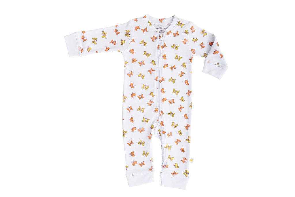 SleeperSuit-OrangeAOP1,Newborn Baby clothes, nightwear for Babies,sleepsuit for Newborns, Buzzee babies, Baby dress
