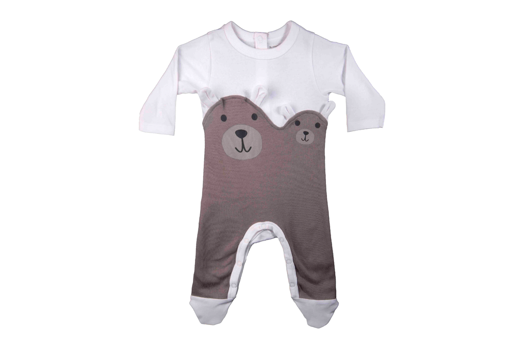 Sleepsuit-FrostgrayWhite,Newborn Baby clothes, nightwear for Babies,sleepsuit for Newborns, Buzzee babies, Baby dress