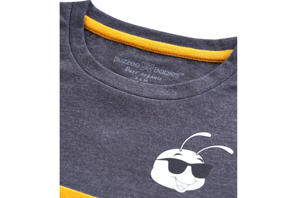 T-Shirt - Charcoal Mustard, Buzzee Babies, Newborn baby clothes, Baby dress, infant dress